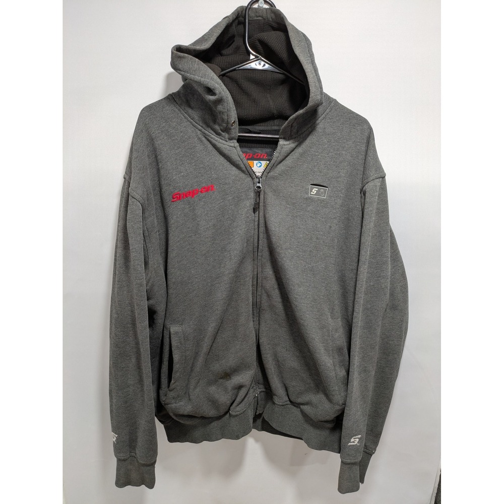 Mens Snap-on Heated Full Zip Hoodie Gray Embroidered Logo Workwear XL